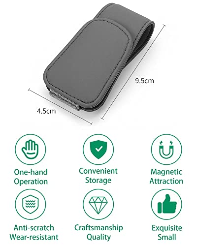JEJA Brillenhalter für Auto Sonnenblende, Leder Sonnenbrillen Halterung für Auto Visier Zubehör, Ticket-Kartenclip, Schwarz