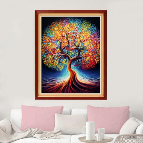 Image of Dimxvean Stamped Cross Stitch Kits,Cross Stitch Kits for Adults Beginners,Embroidery Kits Full Range of Cross Stitch Stamped Kits Needlepoint Kits Cross Stitch Patterns-Magic Tree 16x20 inch