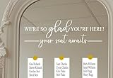 Wedding Seating Chart Decal for Mirrors - Selfie Mirror Chart for Weddings - We're So Glad You're Here! Choose Color and Size