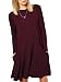 Women's Long Sleeve Pockets Casual Swing Plain T-shirt Dress