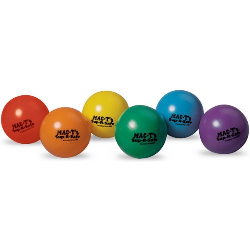MAC-T PE07921E Sup-R-Safe Playground and Gym Balls, Assorted Colors, Set of 6