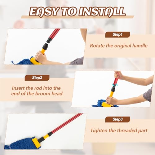 Image of Gisafai 46.5 Inch Broom Handle with Threaded Tip,Red,20 Pcs