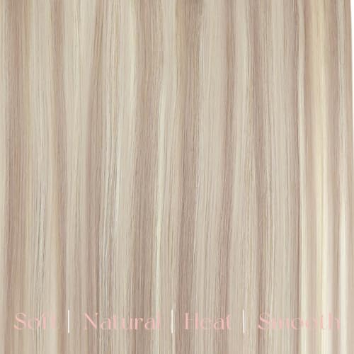Image of Easyouth Clip in Human Hair Extensions Blonde Highlight, Human Hair Clip in Extensions for Beginners, Ash Blonde Highlights Bleach Blonde, Invisible Clip on Hair Extension for Women, 14 Inch 5pcs 85g
