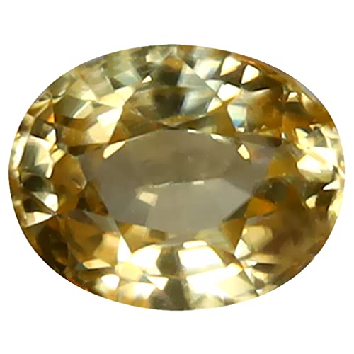 Zircon jaune naturel 1,51 ct coupe ovale 7x6 mm pierre précieuse en vrac