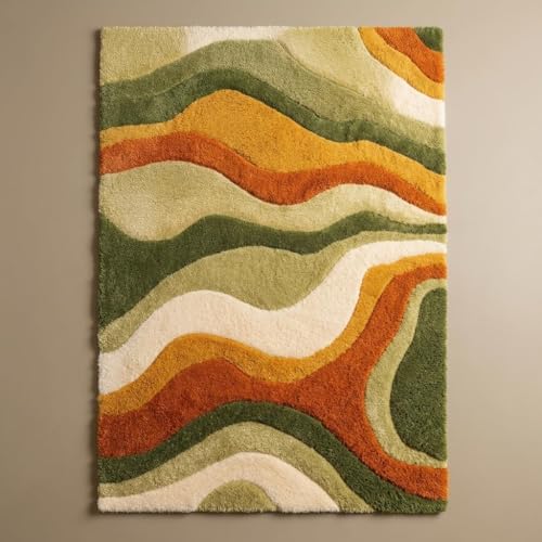 Tapete de Lana Multicolor con Diseño Abstracto 5'x8' miniatura 2