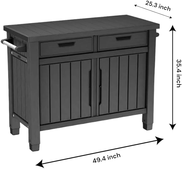 Outdoor Space with This Versatile Outdoor Grill Table with Storage and Drawers in Graphite Gray - Perfect for Entertaining with Ample Storage and Sleek Design