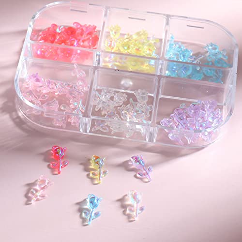 Flowers Nail Art Rhinestone, 3D Resin Floral Rose Nail Art Gems Supplies, Flower Glitter Flakes Sequins Jewels Accessories For Fingernail, Women Girls Manicure Shiny Decorations, Floral Nail Art Tips #TOP3