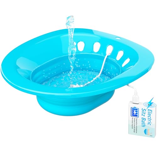 Image of Pochik Sitz Bath, Electric Sitz Bath for Hemorrhoids, Sitz Bath for Toilet Seat, Postpartum Care, Automatic Flushing, Sits Bath Kit for Women, Unisex Sitz Bath Seat for Soak, Collapsible, Deeper Bowl
