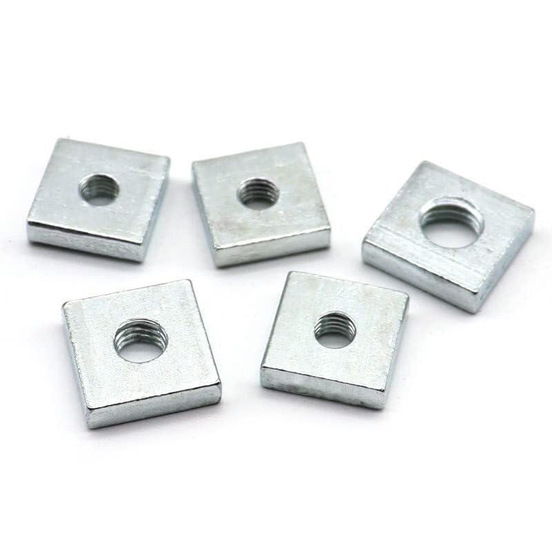 100pcs Galvanized Thin Square Nuts - Rectangular Nuts for Mechanical Equipment, M2 M2.5 M3 M4 M5 M6(M6x10x10x2.5)