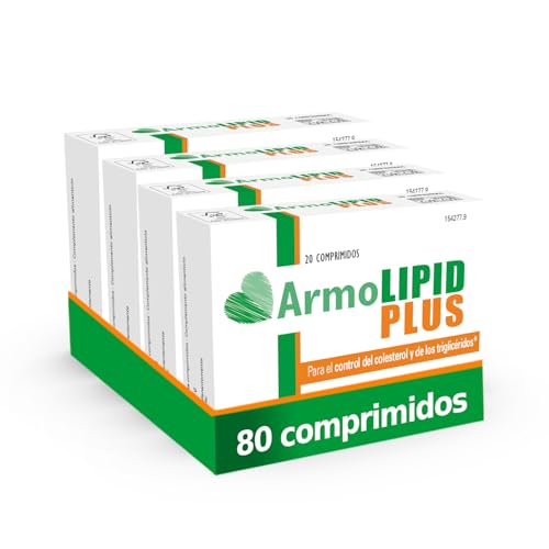 ArmoLIPID PLUS - Complemento Alimenticio Para el Control del Colesterol y de los Triglicéridos, Con Levadura Roja de Arroz, Berberina, Coenzima Q10, Astaxantina y Ácido Fólico, 80 Comprimidos