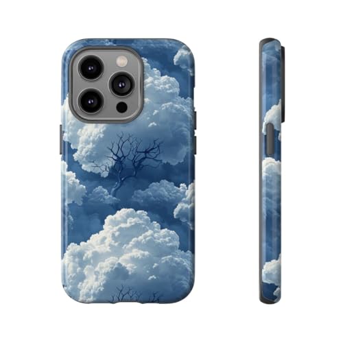 Coque rigide iPhone 14 Pro bleu arbre 3D protection brillante motif
