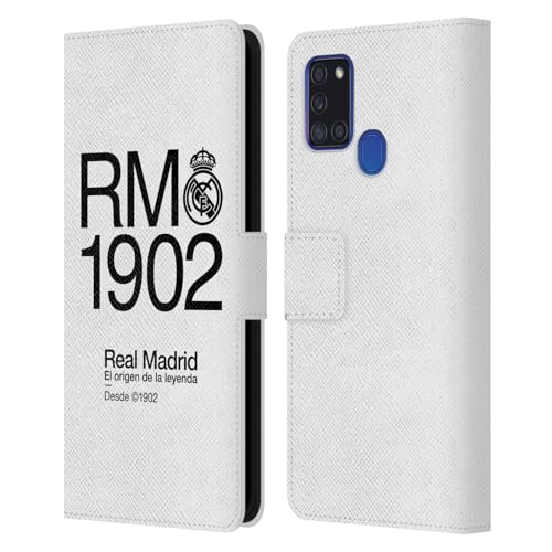 Étui Real Madrid CF pour Samsung Galaxy A21s, housse portefeuille en cuir Head Case Designs