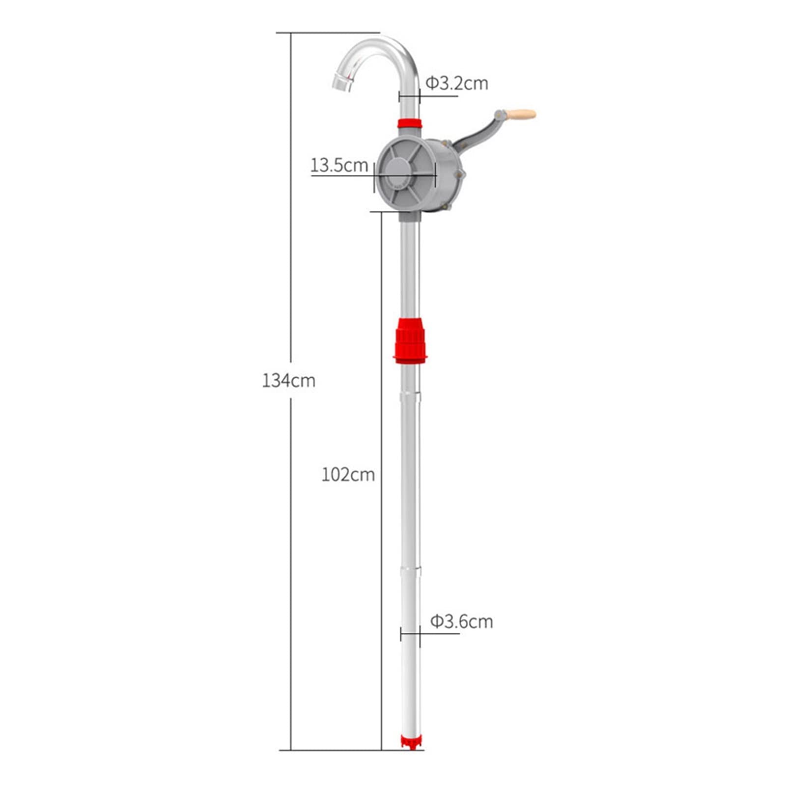 134 CM 22L/min tambour lourd rotatif manuel pompe à main Diesel mazout gaz outil de transfert 32mm nouvelle huile baril carburant robuste,Performances Puissantes