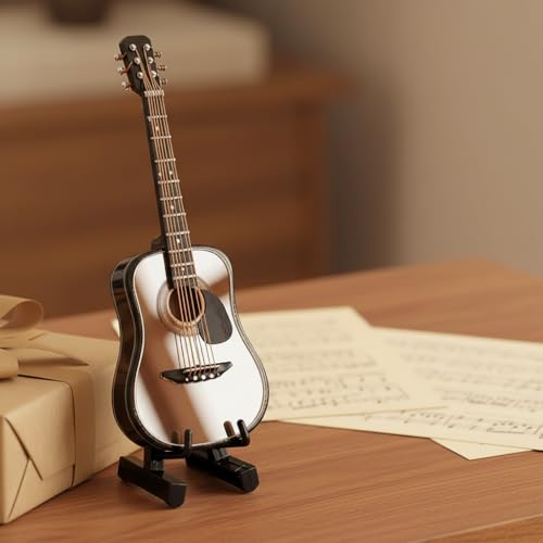 GBSCLOVER Miniature Guitar, 3.9x1.5x0.5in Guitar Model, Wooden Tiny Guitars Decorative Model with...