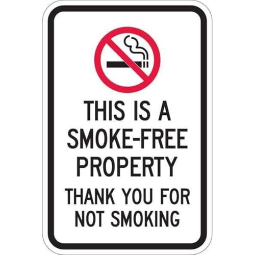 SmartSign - T1-1079-HI_12x18 This Is A Smoke-Free Property, Thank You For Not Smoking Sign By | 12