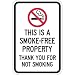 "This Is A Smoke-Free Property, Thank You For Not Smoking" Sign By SmartSign | 12" x 18" 3M High Intensity Grade Reflective Aluminum