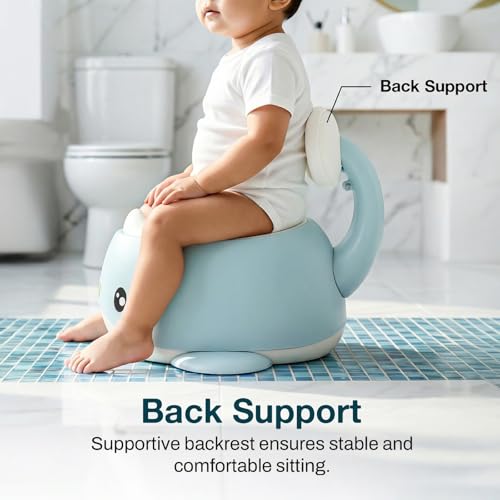 Image of Baybee Dolphin Potty Seat for Kids 2-5 Years | Baby Toilet Seat with Back Support & Anti Slip Base | Portable Potty Training Seat with Grip Handle | Baby Toilet Chair for Kids Boys Girls(Blue)