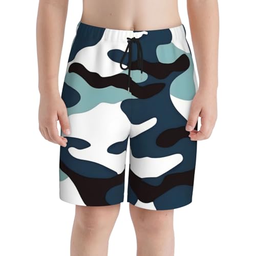 Marine Camouflage Youth Beach Pants, Soft and Breathable, with Drawstring Waist, Suitable for Sports and Leisure.3
