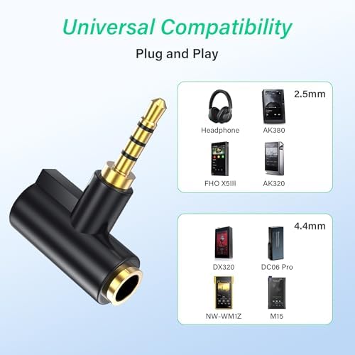 SinLoon 4.4mm Female to 2.5mm Male Balanced Audio Adapter, Gold Plated Plug, Balanced Converter for HiFi DAP Headphone Amplifier - 5