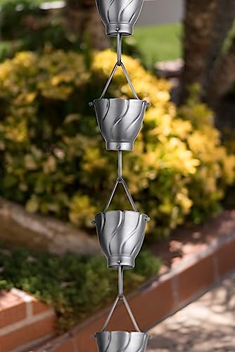 Monarch Rain Chains Corrente de chuva Akira extra grande de alumínio monarca 19435, 2,5 m de comprim