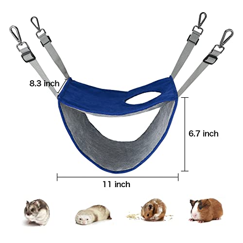 Petmolico Ferret Hammock Bunkbed, Warm Fleece Hamster Swing Snuggle Bed Cage Accessories For Rat Guinea Pig Sugar Glider Squirrel Chinchilla, Blue #TOP1