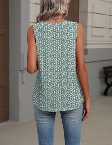 Image of Zeagoo Womens Tank Tops Summer Sleeveless Loose Fit Tops V Neck Pleated Shirts Basic Tees Dressy Casual Trendy Clothes