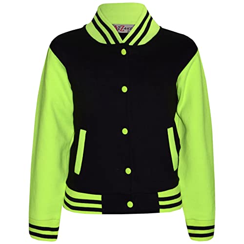 Baseball Contrast Jacket Varsity Style Coat Long Sleeves Sports New Fashion Unisex Girls Boys Age 2-13 Years