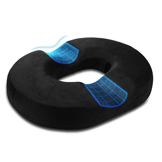 Donut Almohada Cojín para hemorroides Cojín para aliviar el Dolor de la rabadilla para el Embarazo, cóccix, úlceras de decúbito, Espalda, ciática, 18 Pulgadas, Color Negro