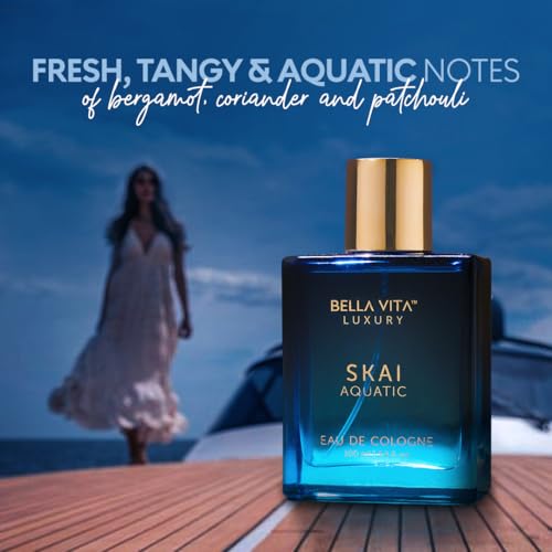 Image of Bellavita Luxury SKAI Eau de Cologne | 100 ml (3.4 fl.oz.) | Perfume for Men and Women | Citrus, Bergamot, Clary Sage, and Patchouli Notes | Long Lasting Unisex Fragrance