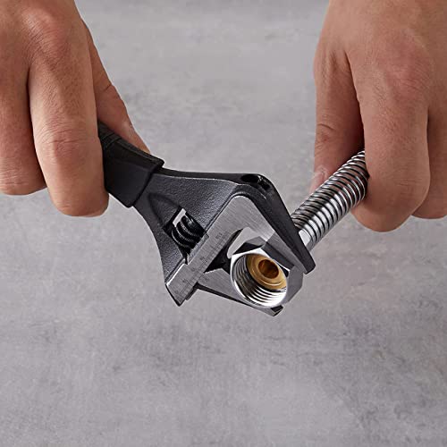 10-Inch Adjustable Wrench With Grip - Deep Jaw, Wide Mouth, Anti-Rust Black Oxide Finish, For Plumbing, Automotive, And Household Repairs - Metric Scale Marked, Non-Slip Handle, Black #TOP5