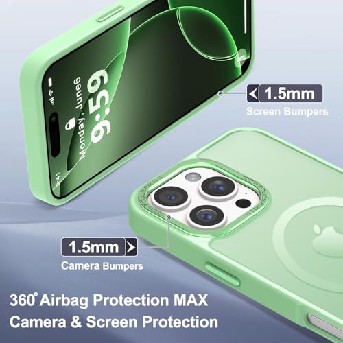 Newfuture for iPhone 16 Pro Case with Magnetic [13 FT Military Drop Protection] [Compatible with Magsafe] Matte Shockproof with Anti-Fingerprint Phone Case for Cell Phone Screens,Matcha Green — view 6