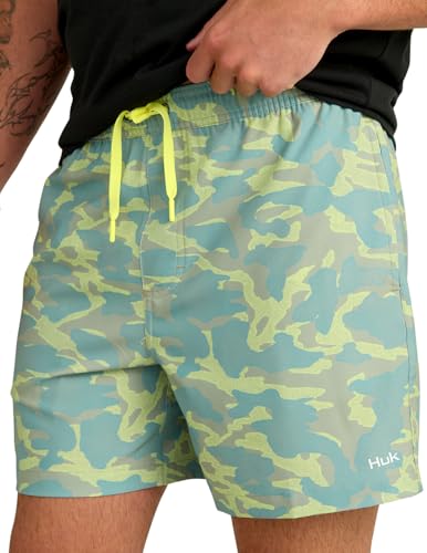 HUK Mens Pursuit Volley Pattern Short Quick-Dry Shorts for Men Seagrass X-Large