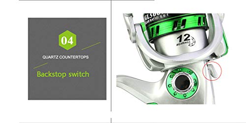 Moulinet de pêche GL3000 silver avec ligne intégrée pour canne à pêche sea pole set - 5
