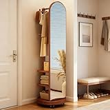 【MATÉRIAUX DE HAUTE QUALITÉ】Fabriqué en bois d'hévéa, ce miroir sur pied est robuste et résistant à la déformation et aux fissures. Sa surface est recouverte d'une peinture écologique et sans danger, aux textures nettes qui s'harmonisent avec tous les styles d'intérieur.