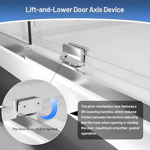 Rodkedc Pivot Glass Shower Door, 44–48" W x 71" H, 1/4"(6mm) Clear SGCC Tempered Glass, Chrome Finish, Magnetic Closure, Reversible Installation by Rodkedc - Used condition - Image 4