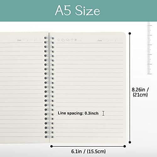 FYY A5 Spiral Notebooks, 2 Pack 21x15.5cm PP Hardcover Notebook Ruled Lined Journal Notebook 80 Sheets/160 Pages for Student Office School Supplies Brown+Wine Red