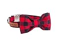 Lionet Paws Cotton Dog Collar with Bowtie, Durable Adjustable and Comfortable Collar for Medium Dogs, Neck 34-55cm