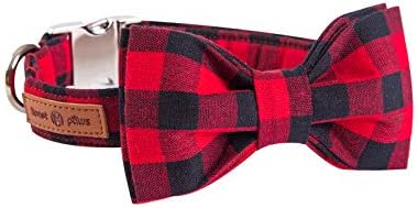 Lionet Paws Cotton Dog Collar with Bowtie, Durable Adjustable and Comfortable Collar for X-Small Dogs and Cats, Neck 20-30cm