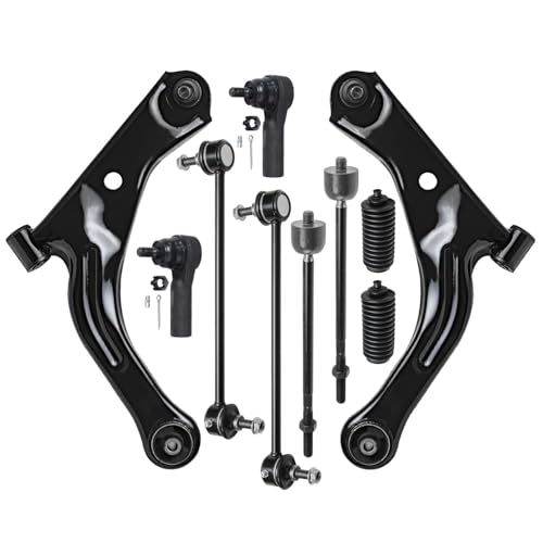 Detroit Axle - 10pc Front End Kit for 2009-2012 Ford Escape 2010-2011 Mazda Tribute Mercury Mariner, 2 Lower Control Arms with Ball Joint 4 Inner Outer Tie Rods 2 Sway Bar Links 2 Boots Replacement