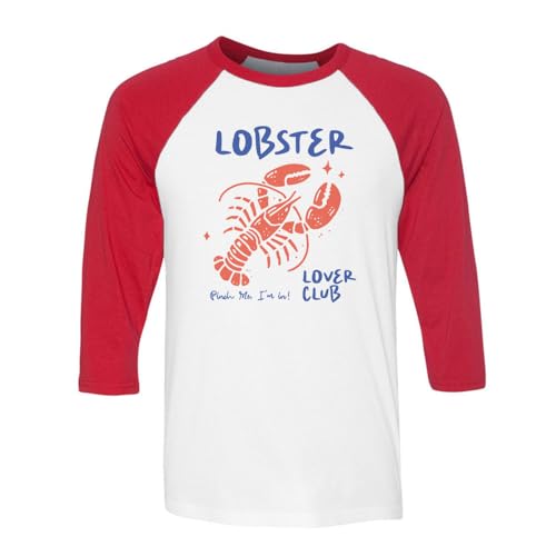 Camiseta de béisbol unisex TeesAndTankYou Lobster Lover Club manga raglán de tres cuartos verano mariscos miniatura 1