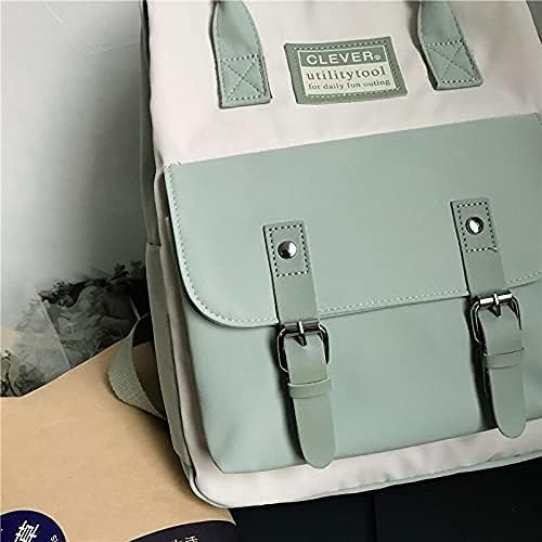 Miniatura 6 de Mochila estética con accesorios, linda mochila kawaii para mochila escolar, bonita estética, Azul Patchwork, L, Mochilas Daypack