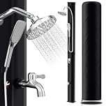 Randaco Solardusche Solar Gartendusche warmes Wasser Bis Zu 60°C Ohne Stromanschluss Pooldusche Camping mit Fußdusche und handbrause schwenkbarem Regenduschkopf Schutzhülle Schwarz(35L)