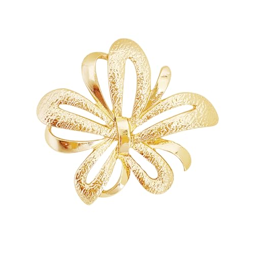 Image of Gold Brooches for Women Ladies Yellow Broach Flower Bow Rhinestone Lapel Pins Blazer Dress Denim Jacket Accessories