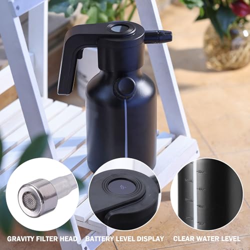 Pulvérisateur de jardin électrique noir avec batterie intégrée