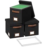 GRSQYS File Box for Hanging, File Organizer Box with Lid Decorative File Folders Letter Size Organizer with One-Piece Integrated Plastic Slide Rail (Black, 13.2x10.1x10.1inch(3pack))