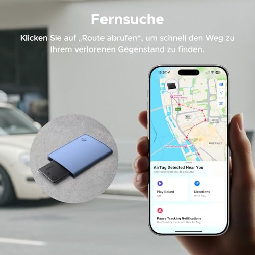 UGREEN FineTrack Slim kompatibel mit Apple Find My (nur iOS), Bluetooth Tracker Karte bis zu 7 Jahre Batterielebensdauer, 100dB Piepton, Geldbörsenfinder für Reisepass, Wallet, Rucksack (1 Pack)