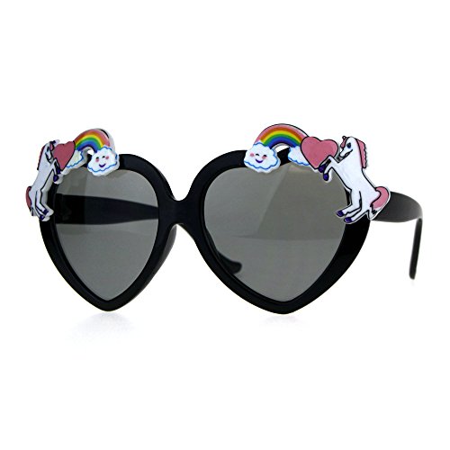 Children Size Girls Rainbow Unicorn Heart Shape Sunglasses2