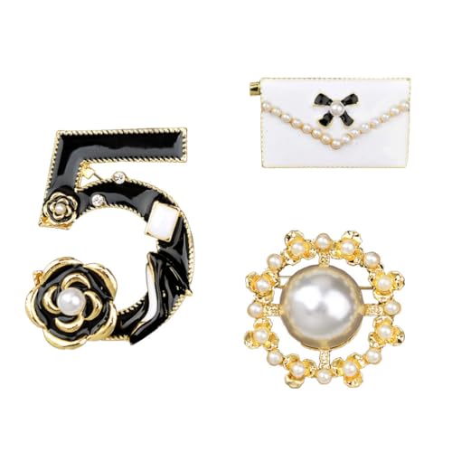 Celebrity Designer Inspired Gift Set Wedding Party Jewelry Lucky Number Five Flower Brooch Pin