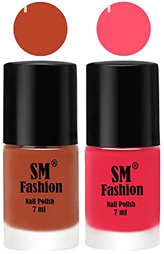 Image of Long Lasting Nail Polish | Nail Paint Combo 7 ml Each) - Set of 2 Light Coral-Dark Pink