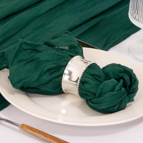 Image of MLMC 24 Pack Emerald Green Cheesecloth Napkins Boho Rustic Gauze Cloth Napkins Washable 21 inchx21 inch for Wedding Bridal Shower Birthday Anniversary Dinner Decor